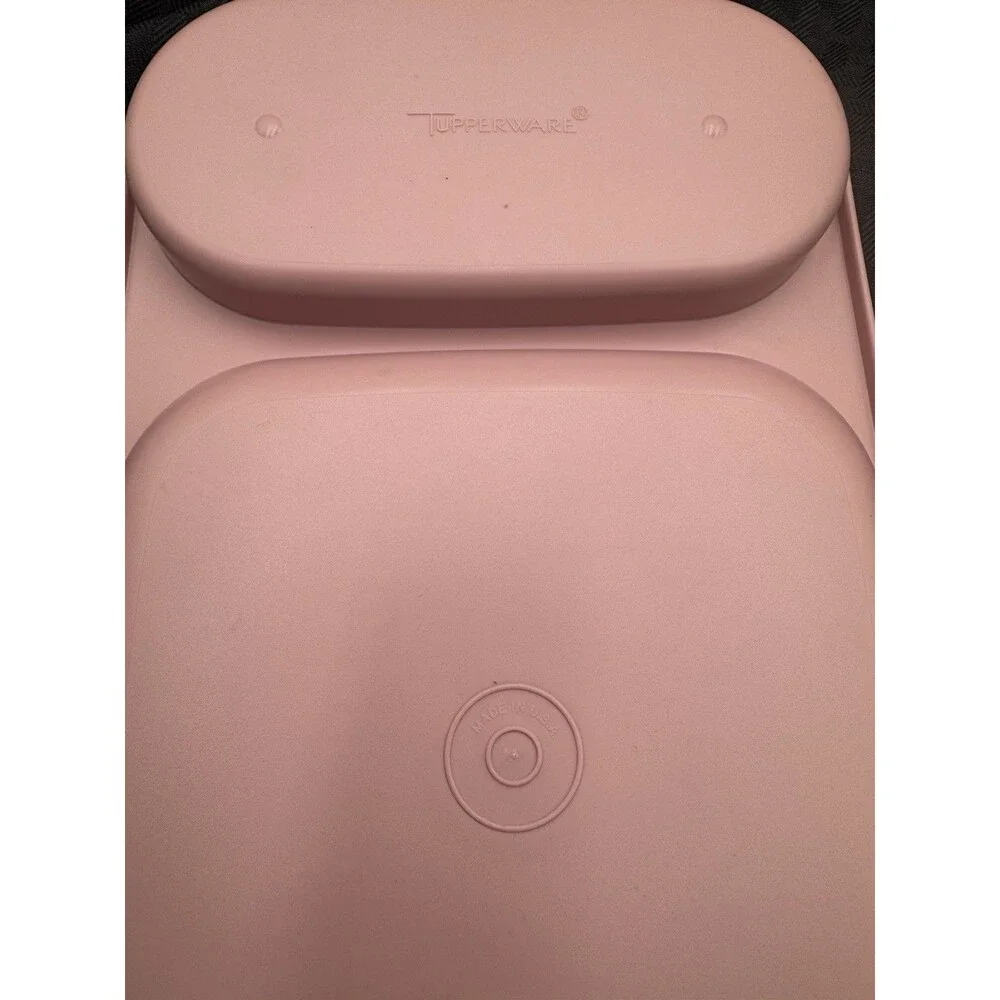 Tupperware Meal Mate Mauve Divided Plate w/Lid 1837-4 + Coffee Cup 1312-28 VTG